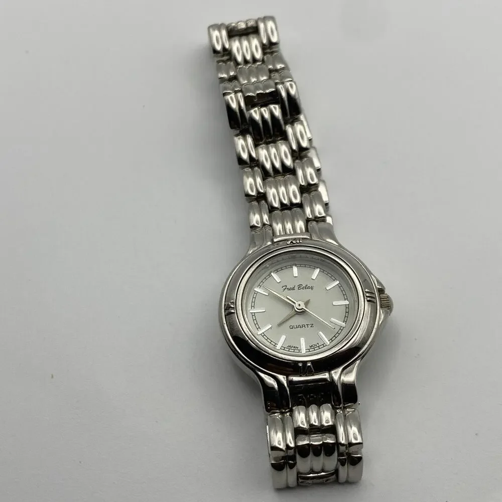 Elegant Fred Belay Ladies Silver Tone Stainless Steel Watch New Battery